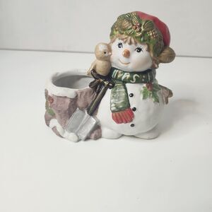Vintage 1990's Snowman Candle Holder Creation House Co Christmas